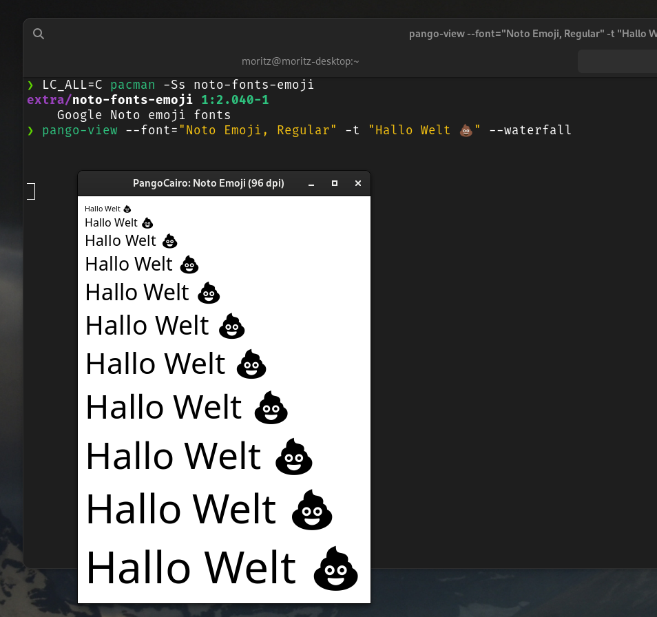 Strange issue GNOME fonts pango cairo with Noto Emoji